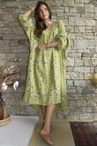 Kasbah Bubble Cotton Bandana Peasant Dress Olive